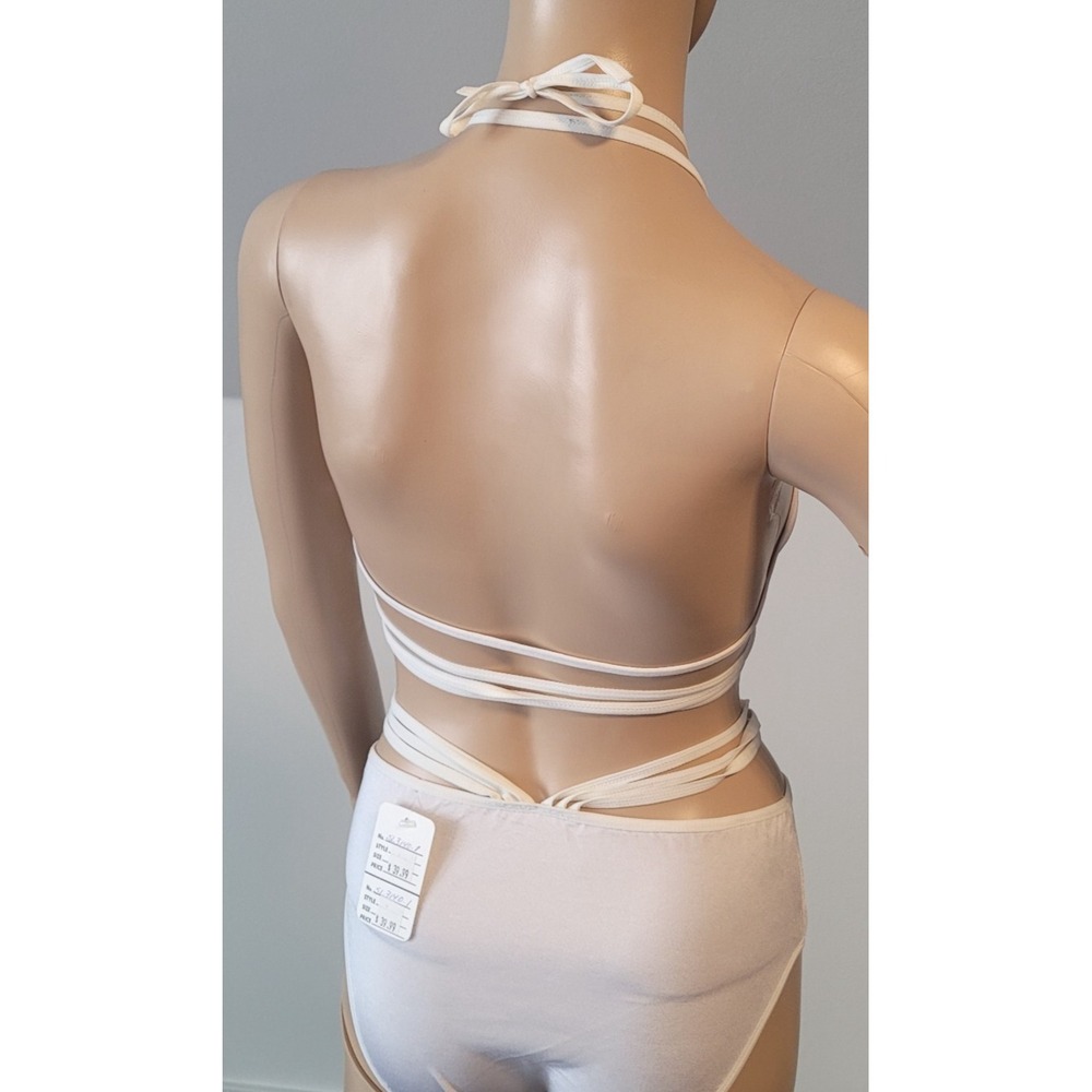 Woman Sexy White Cotton Stretch Bikini Size Medium SL3140 - Picture 5 of 8